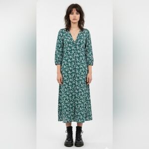 NXH Dress Midi Green Floral Boho Cottage M NWT
